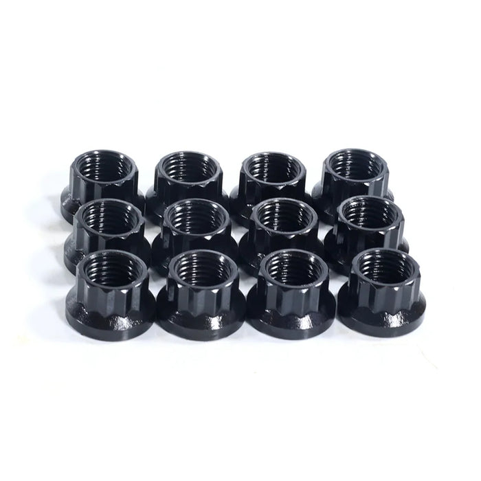 12 Point Nuts 7/16"-20, 0.6 in. flange, Socket Size 1/2" x 12 pcs